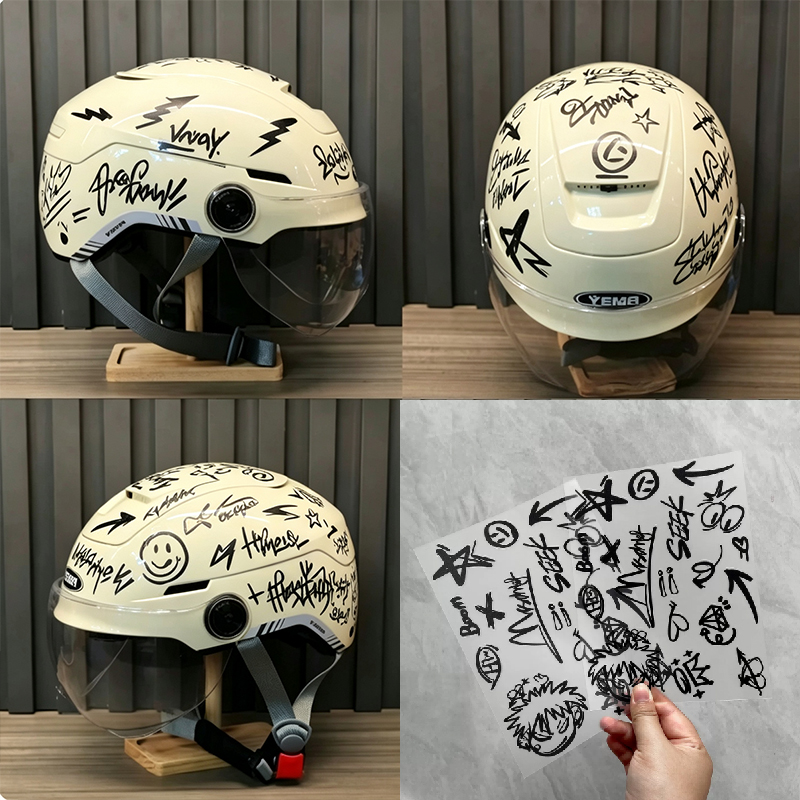Scooter Helmet Set - Juego de 2 Adhesivos Punk Graffiti