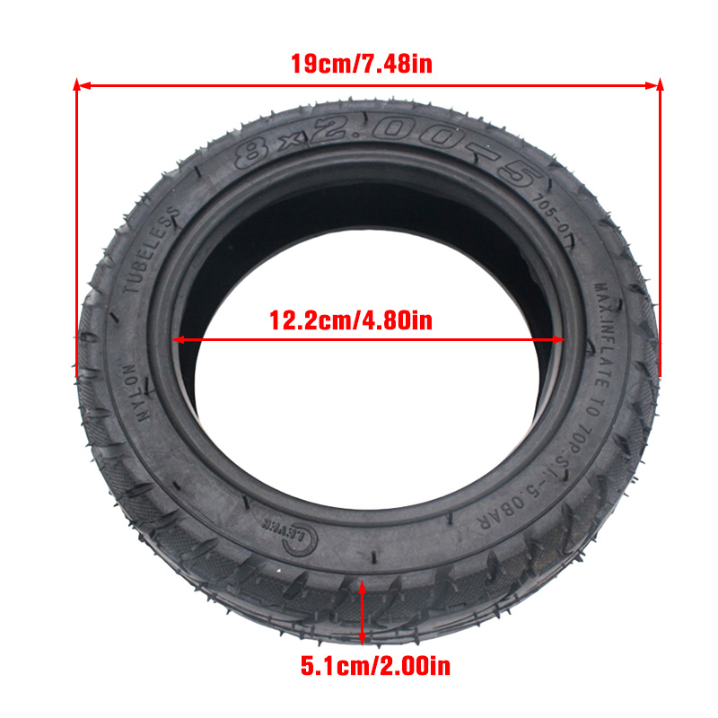 Neumático sin cámara 8x2.00-5, - Scooter Tire reseña y precio