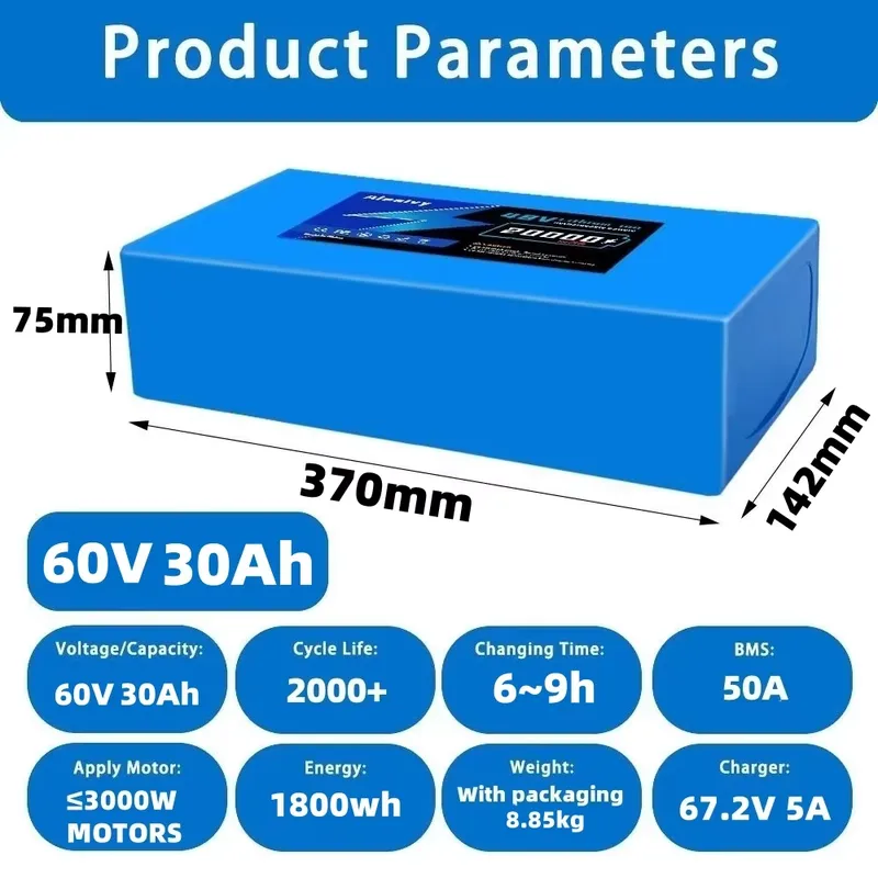 Paquete de baterías de litio 2 - 60V 30Ah 21700 Battery Pack reseña y precio